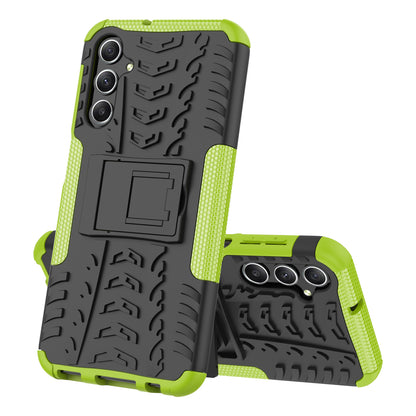 For Samsung Galaxy A24 4G PC+TPU Back Cover Tyre Pattern Kickstand Protective Phone Case