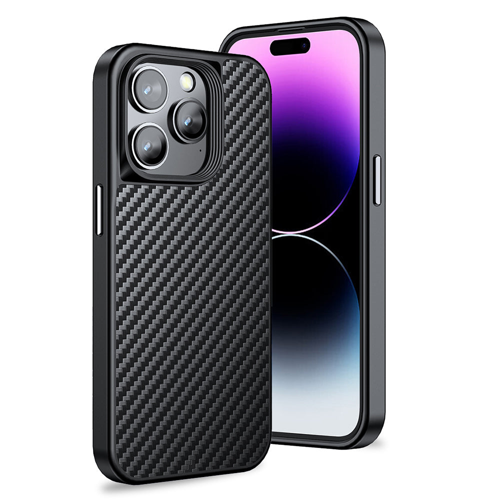 Magnetic Case for iPhone 14 Pro Max Aramid Fiber + TPU Carbon Fiber Texture Phone Cover