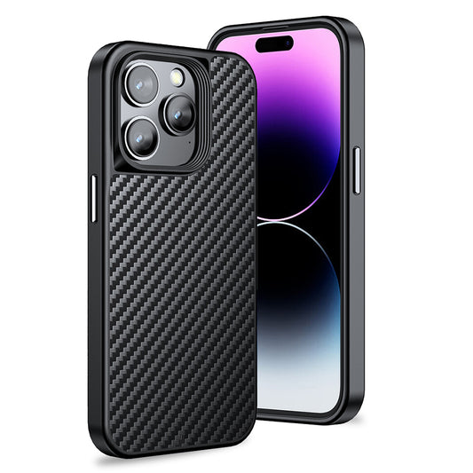 Magnetic Case for iPhone 14 Pro Max Aramid Fiber + TPU Carbon Fiber Texture Phone Cover