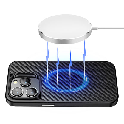 Magnetic Case for iPhone 14 Pro Max Aramid Fiber + TPU Carbon Fiber Texture Phone Cover