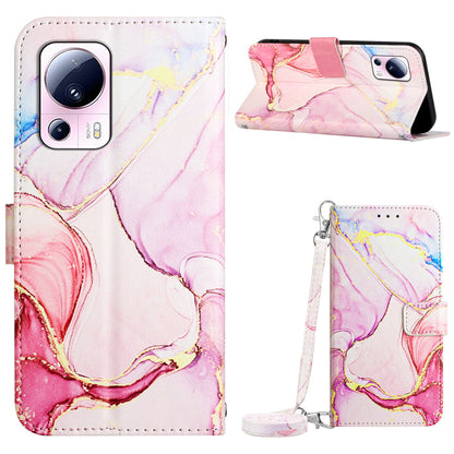 YB Pattern Printing Leather Series-6 Leather Case for Xiaomi 13 Lite / Civi 2 5G Marble Pattern Wallet Stand Anti-drop Cover