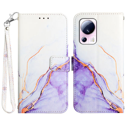 YB Pattern Printing Leather Series-5 For Xiaomi 13 Lite / Civi 2 5G Marble Pattern Stand Wallet Anti-drop Phone Case