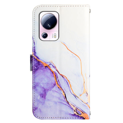 YB Pattern Printing Leather Series-5 For Xiaomi 13 Lite / Civi 2 5G Marble Pattern Stand Wallet Anti-drop Phone Case