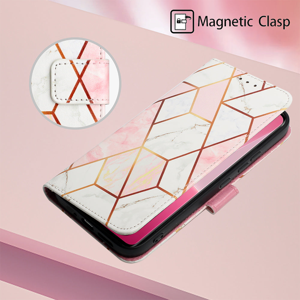 YB Pattern Printing Leather Series-5 For Xiaomi 13 Lite / Civi 2 5G Marble Pattern Stand Wallet Anti-drop Phone Case