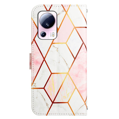 YB Pattern Printing Leather Series-5 For Xiaomi 13 Lite / Civi 2 5G Marble Pattern Stand Wallet Anti-drop Phone Case