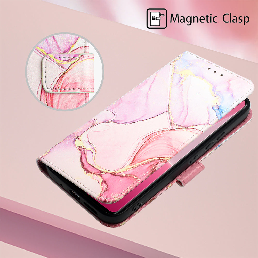 YB Pattern Printing Leather Series-5 For Xiaomi 13 Lite / Civi 2 5G Marble Pattern Stand Wallet Anti-drop Phone Case