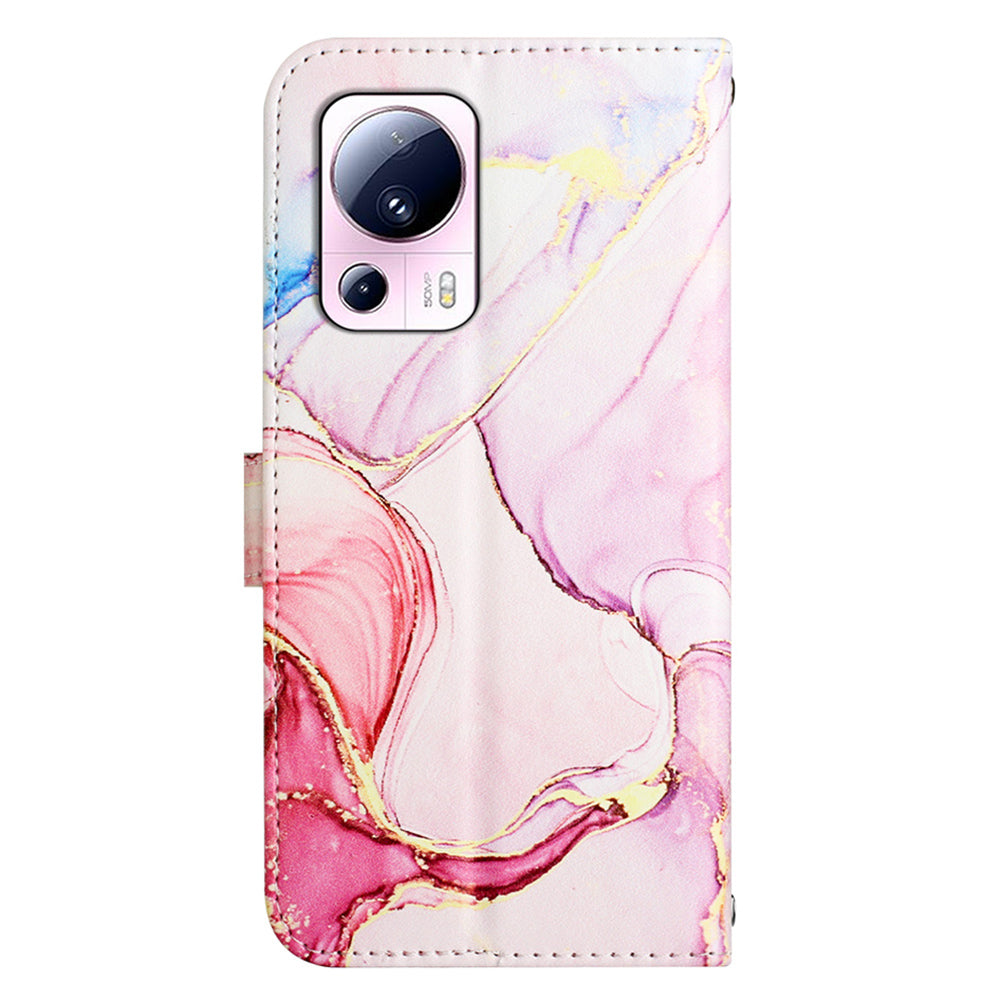 YB Pattern Printing Leather Series-5 For Xiaomi 13 Lite / Civi 2 5G Marble Pattern Stand Wallet Anti-drop Phone Case