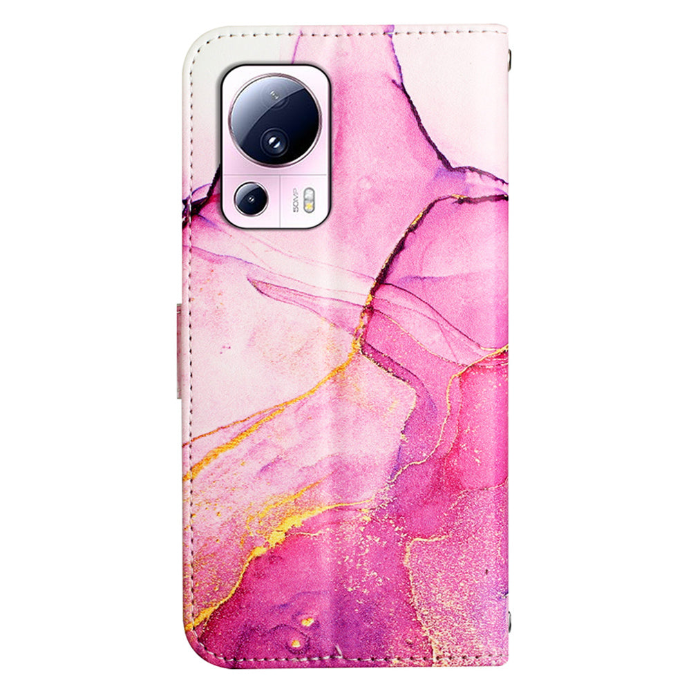 YB Pattern Printing Leather Series-5 For Xiaomi 13 Lite / Civi 2 5G Marble Pattern Stand Wallet Anti-drop Phone Case