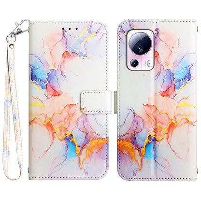 YB Pattern Printing Leather Series-5 For Xiaomi 13 Lite / Civi 2 5G Marble Pattern Stand Wallet Anti-drop Phone Case