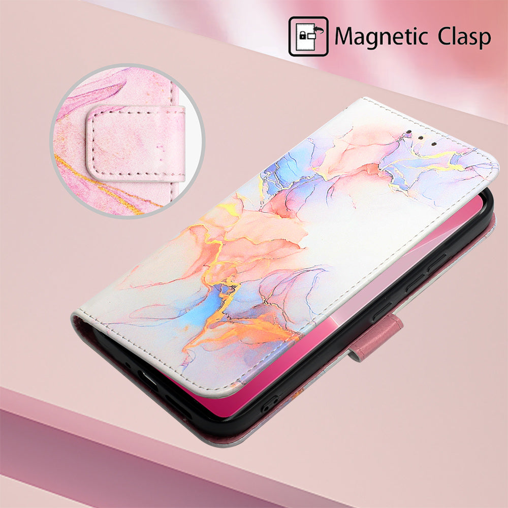 YB Pattern Printing Leather Series-5 For Xiaomi 13 Lite / Civi 2 5G Marble Pattern Stand Wallet Anti-drop Phone Case