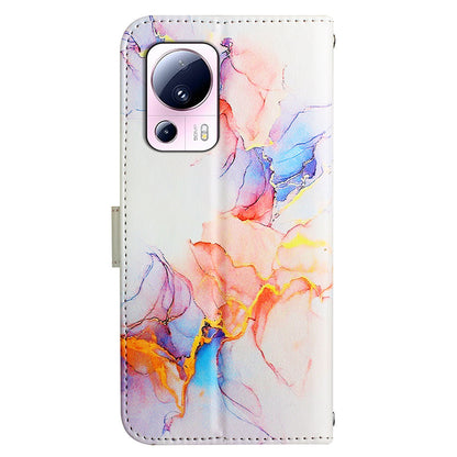 YB Pattern Printing Leather Series-5 For Xiaomi 13 Lite / Civi 2 5G Marble Pattern Stand Wallet Anti-drop Phone Case