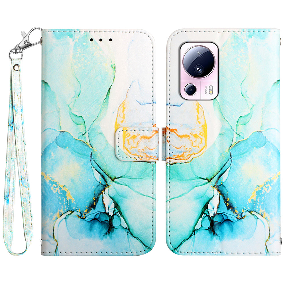 YB Pattern Printing Leather Series-5 For Xiaomi 13 Lite / Civi 2 5G Marble Pattern Stand Wallet Anti-drop Phone Case