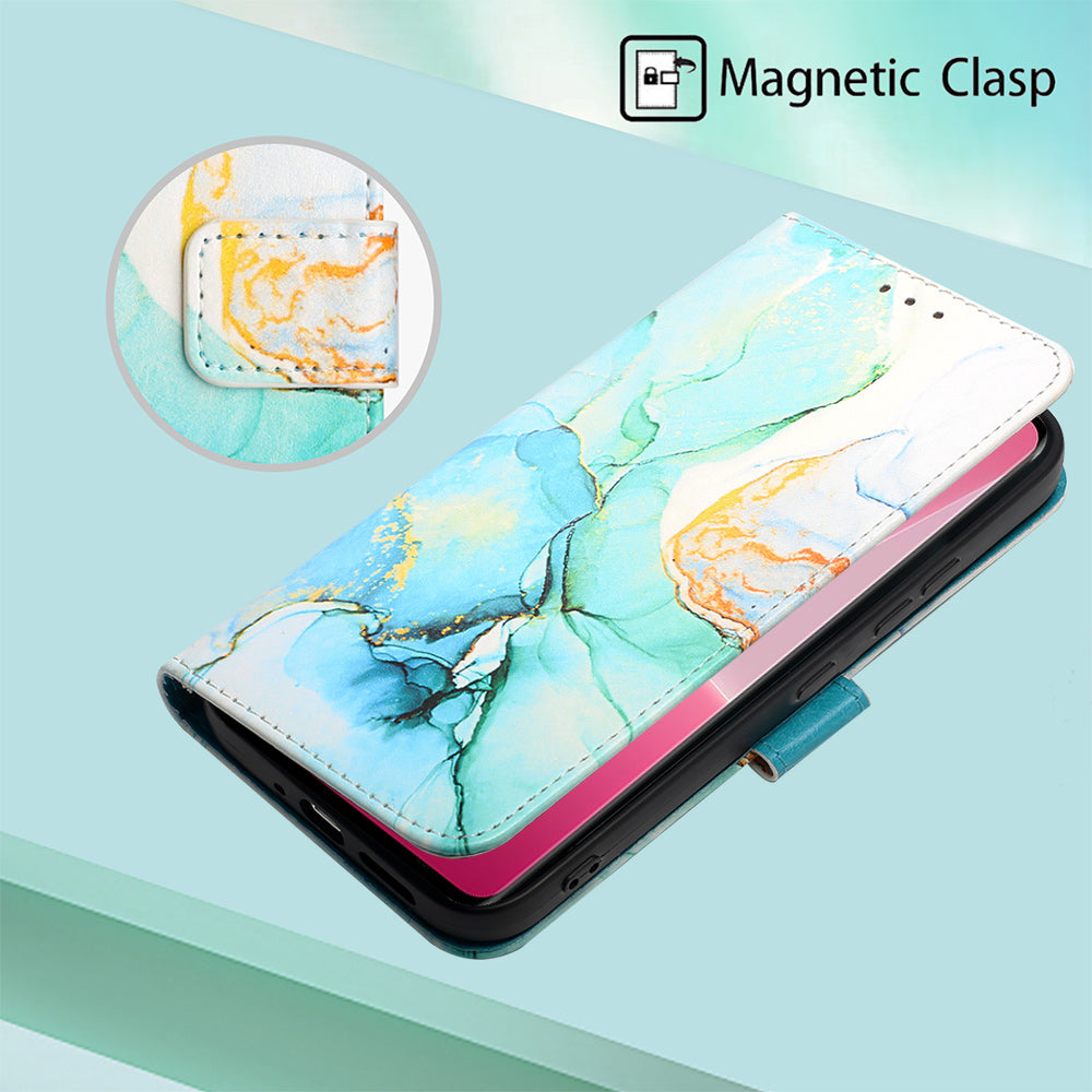 YB Pattern Printing Leather Series-5 For Xiaomi 13 Lite / Civi 2 5G Marble Pattern Stand Wallet Anti-drop Phone Case