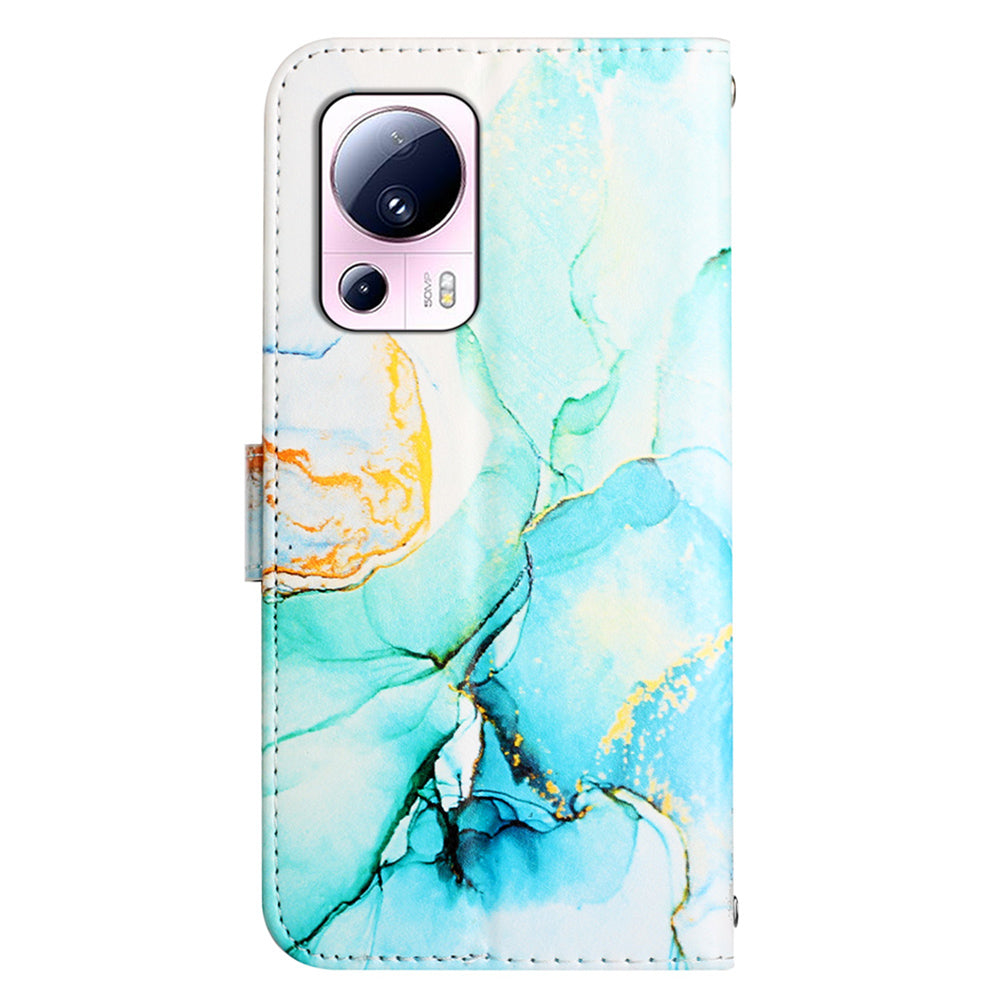 YB Pattern Printing Leather Series-5 For Xiaomi 13 Lite / Civi 2 5G Marble Pattern Stand Wallet Anti-drop Phone Case