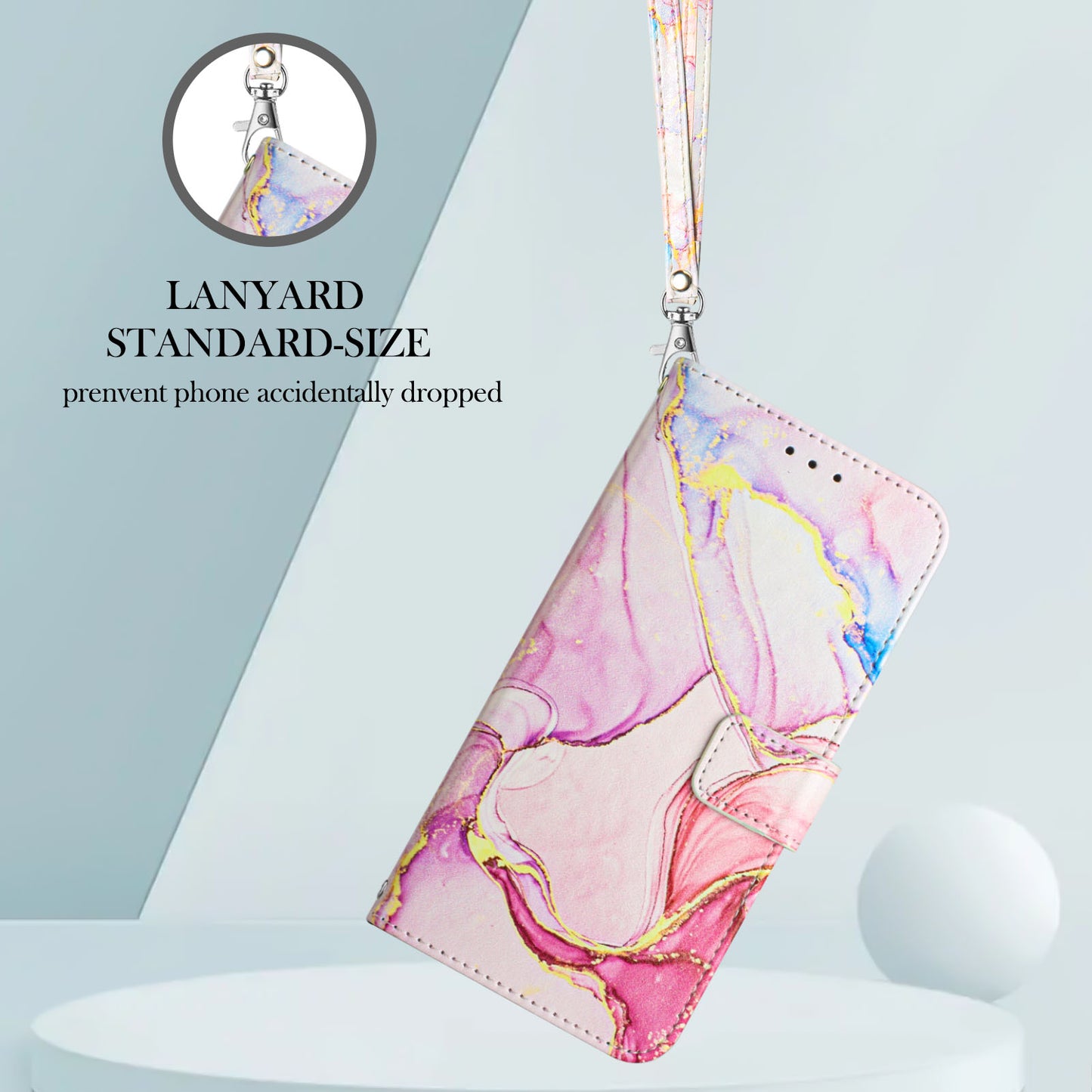 YB Pattern Printing Leather Series-5 for Nokia C02 (TA-1522) Flip Wallet Case Marble Pattern Stand Phone Cover