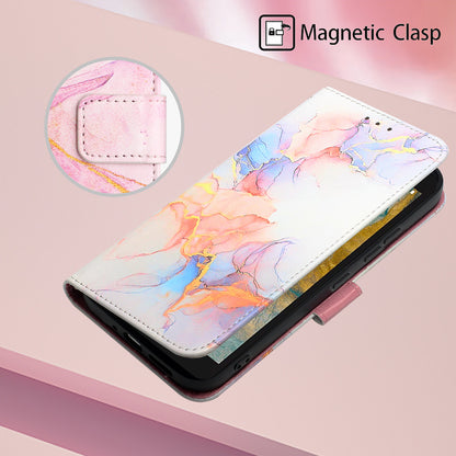 YB Pattern Printing Leather Series-5 for Nokia C02 (TA-1522) Flip Wallet Case Marble Pattern Stand Phone Cover