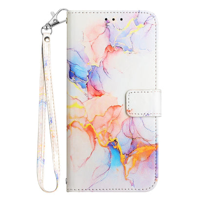 YB Pattern Printing Leather Series-5 for Nokia C02 (TA-1522) Flip Wallet Case Marble Pattern Stand Phone Cover