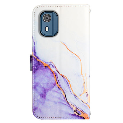 YB Pattern Printing Leather Series-5 for Nokia C02 (TA-1522) Flip Wallet Case Marble Pattern Stand Phone Cover