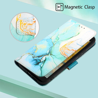 YB Pattern Printing Leather Series-5 for Nokia C02 (TA-1522) Flip Wallet Case Marble Pattern Stand Phone Cover