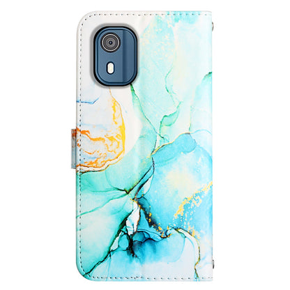 YB Pattern Printing Leather Series-5 for Nokia C02 (TA-1522) Flip Wallet Case Marble Pattern Stand Phone Cover