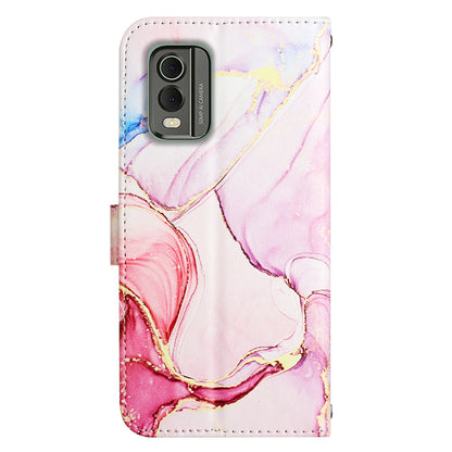 YB Pattern Printing Leather Series-5 for Nokia C32 (TA-1534) Marble Pattern Phone Case Wallet Stand Cover with Strap
