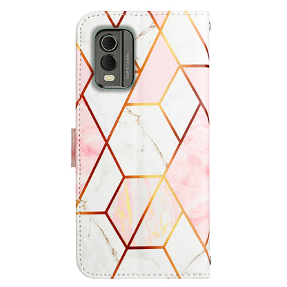 YB Pattern Printing Leather Series-5 for Nokia C32 (TA-1534) Marble Pattern Phone Case Wallet Stand Cover with Strap