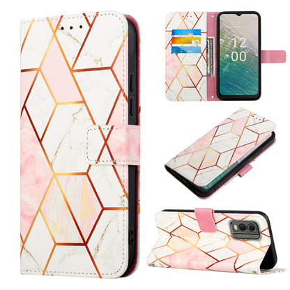 YB Pattern Printing Leather Series-5 for Nokia C32 (TA-1534) Marble Pattern Phone Case Wallet Stand Cover with Strap