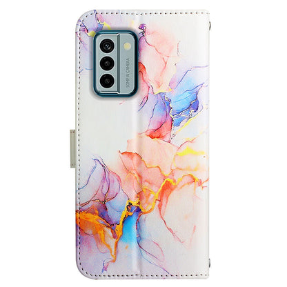 YB Pattern Printing Leather Series-5 Flip Cover for Nokia G22 , Marble Pattern Wallet Stand Protective Phone Case