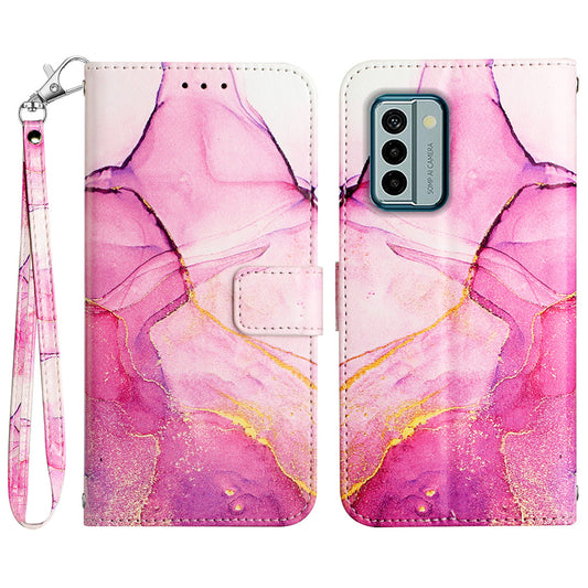 YB Pattern Printing Leather Series-5 Flip Cover for Nokia G22 , Marble Pattern Wallet Stand Protective Phone Case
