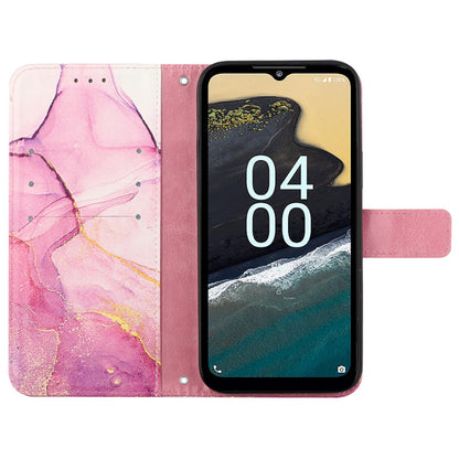 YB Pattern Printing Leather Series-5 Flip Cover for Nokia G22 , Marble Pattern Wallet Stand Protective Phone Case