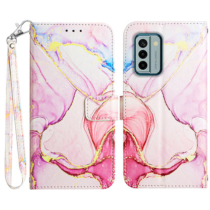 YB Pattern Printing Leather Series-5 Flip Cover for Nokia G22 , Marble Pattern Wallet Stand Protective Phone Case
