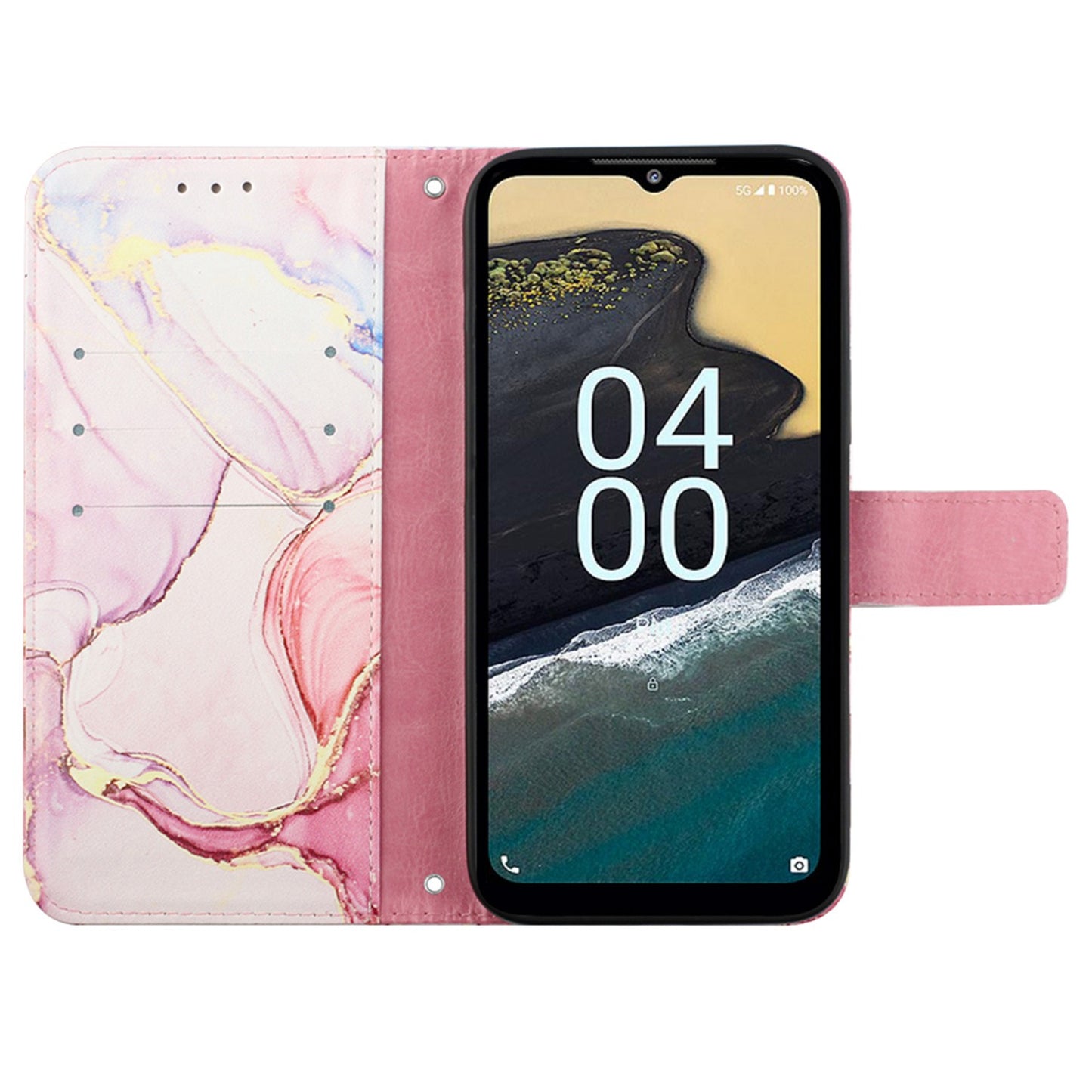 YB Pattern Printing Leather Series-5 Flip Cover for Nokia G22 , Marble Pattern Wallet Stand Protective Phone Case