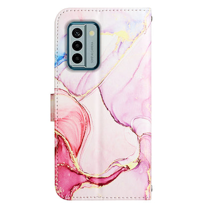 YB Pattern Printing Leather Series-5 Flip Cover for Nokia G22 , Marble Pattern Wallet Stand Protective Phone Case