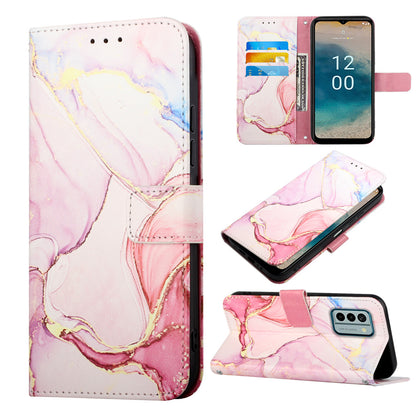 YB Pattern Printing Leather Series-5 Flip Cover for Nokia G22 , Marble Pattern Wallet Stand Protective Phone Case