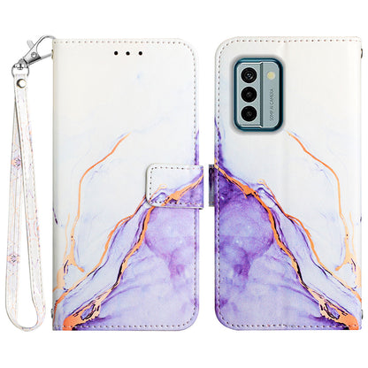 YB Pattern Printing Leather Series-5 Flip Cover for Nokia G22 , Marble Pattern Wallet Stand Protective Phone Case