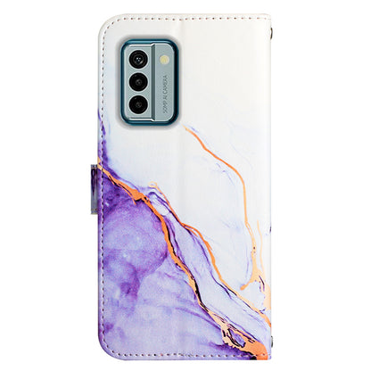 YB Pattern Printing Leather Series-5 Flip Cover for Nokia G22 , Marble Pattern Wallet Stand Protective Phone Case