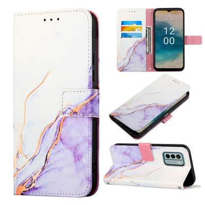 YB Pattern Printing Leather Series-5 Flip Cover for Nokia G22 , Marble Pattern Wallet Stand Protective Phone Case