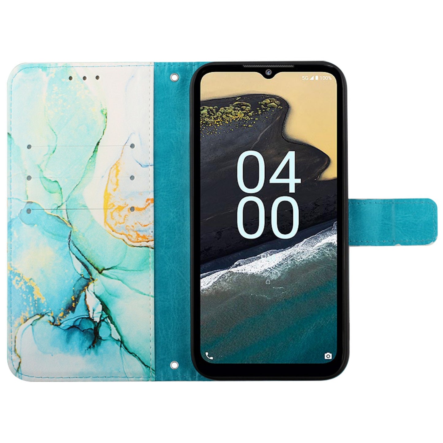 YB Pattern Printing Leather Series-5 Flip Cover for Nokia G22 , Marble Pattern Wallet Stand Protective Phone Case