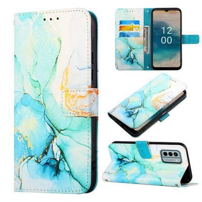 YB Pattern Printing Leather Series-5 Flip Cover for Nokia G22 , Marble Pattern Wallet Stand Protective Phone Case