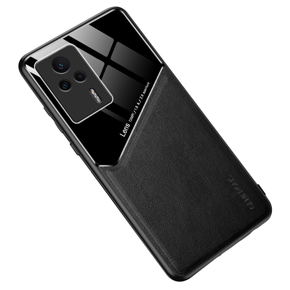 For Xiaomi Redmi K60E 5G Magnetic Car Holder Phone Case Leather+TPU+PC Cover