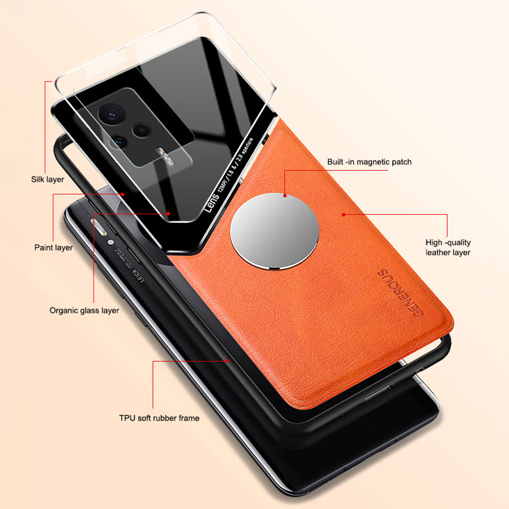 For Xiaomi Redmi K60E 5G Magnetic Car Holder Phone Case Leather+TPU+PC Cover