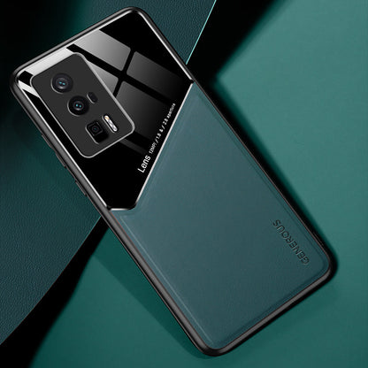 For Xiaomi Poco F5 Pro 5G / Redmi K60 Pro 5G / K60 5G Leather Coated TPU + PC Cover Magnetic Car Holder Phone Case