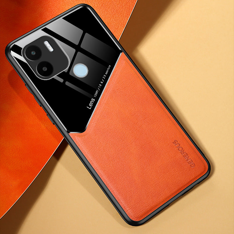 For Xiaomi Redmi A1+ 4G / A2+ 4G / Poco C50 4G Leather Coated TPU+PC Case Magnetic Car Mount Phone Cover