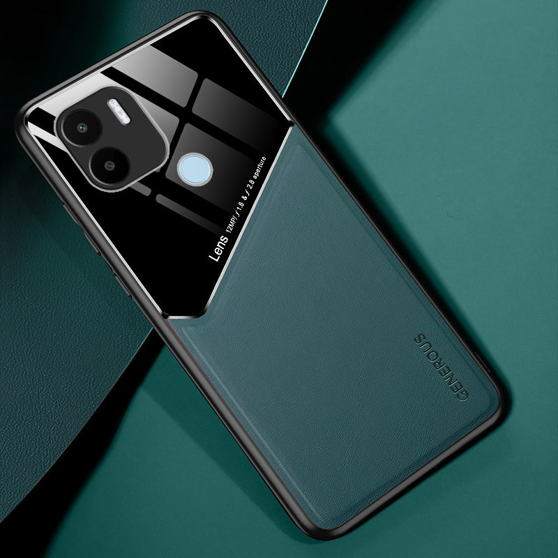For Xiaomi Redmi A1+ 4G / A2+ 4G / Poco C50 4G Leather Coated TPU+PC Case Magnetic Car Mount Phone Cover