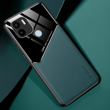 For Xiaomi Redmi A1+ 4G / A2+ 4G / Poco C50 4G Leather Coated TPU+PC Case Magnetic Car Mount Phone Cover