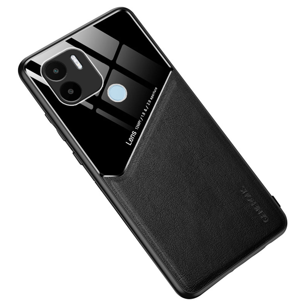 For Xiaomi Redmi A1+ 4G / A2+ 4G / Poco C50 4G Leather Coated TPU+PC Case Magnetic Car Mount Phone Cover