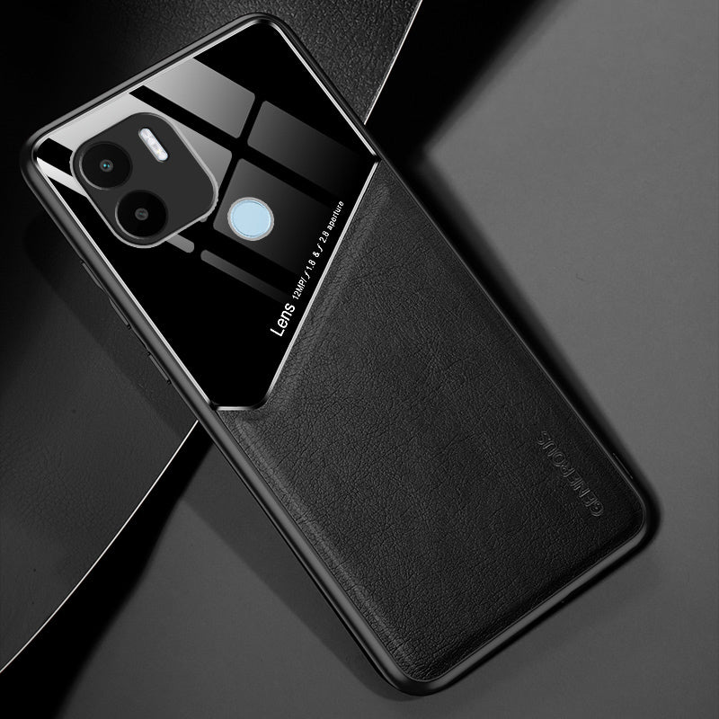 For Xiaomi Redmi A1+ 4G / A2+ 4G / Poco C50 4G Leather Coated TPU+PC Case Magnetic Car Mount Phone Cover