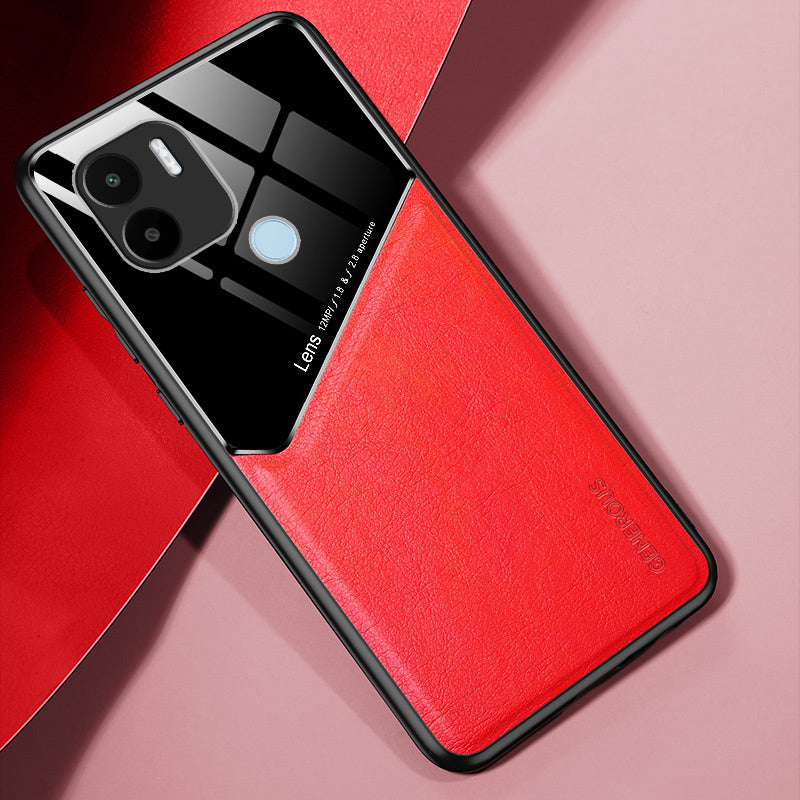 For Xiaomi Redmi A1+ 4G / A2+ 4G / Poco C50 4G Leather Coated TPU+PC Case Magnetic Car Mount Phone Cover