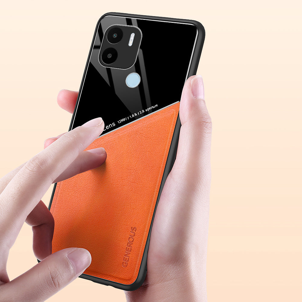 For Xiaomi Redmi A1+ 4G / A2+ 4G / Poco C50 4G Leather Coated TPU+PC Case Magnetic Car Mount Phone Cover