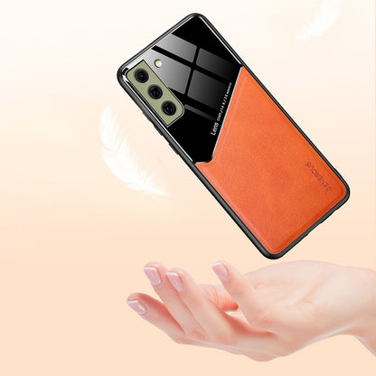 For Samsung Galaxy S21 FE 5G Leather Coated TPU + PC Case Phone Cover with Car Mount Metal Sheet